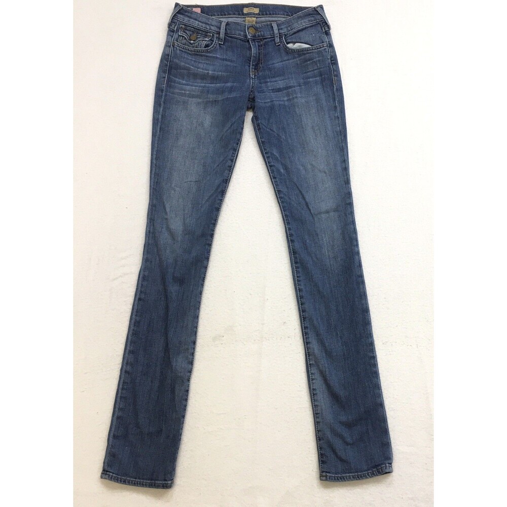 TRUE RELIGION Cora Jean Women 26 (29x34 actual) MId Rise Slim Stretch Denim Blue